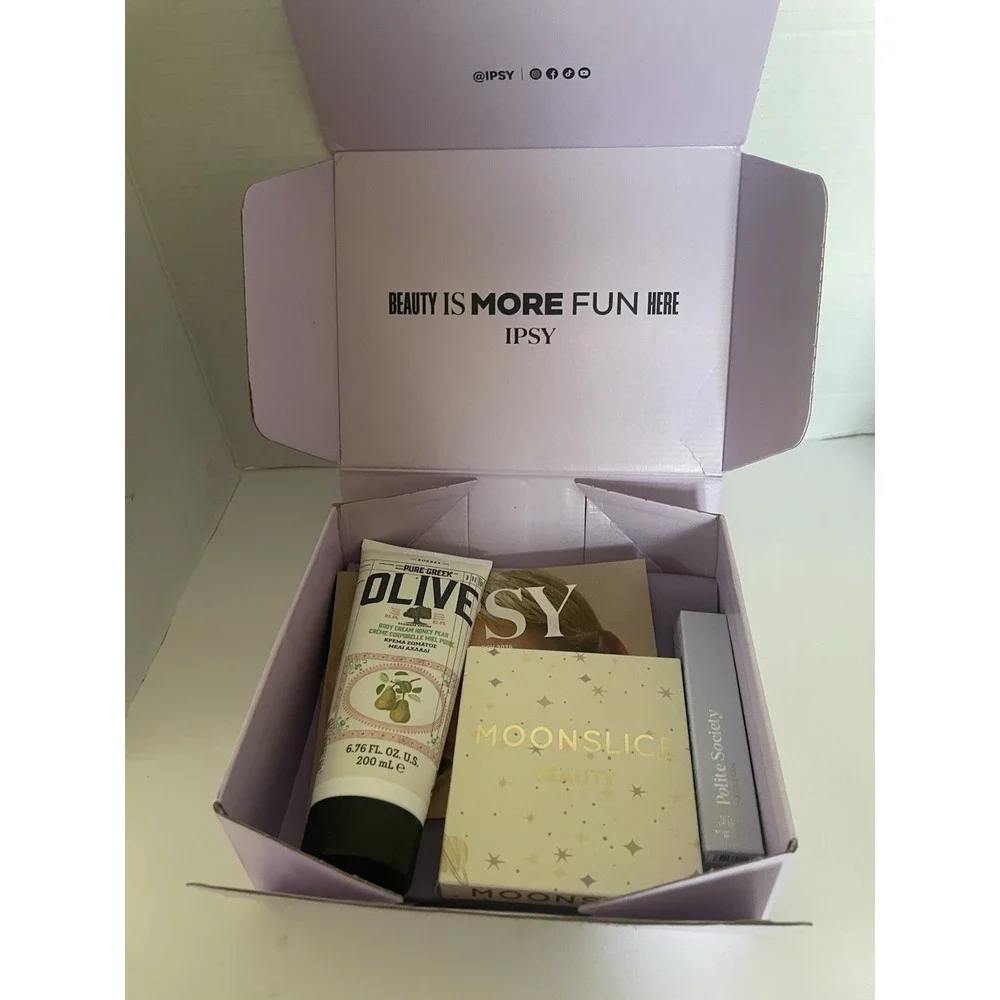 Ipsy Box Lot Pure Creek Olive Body Cream Moon Slice Beauty Polite Society Balm